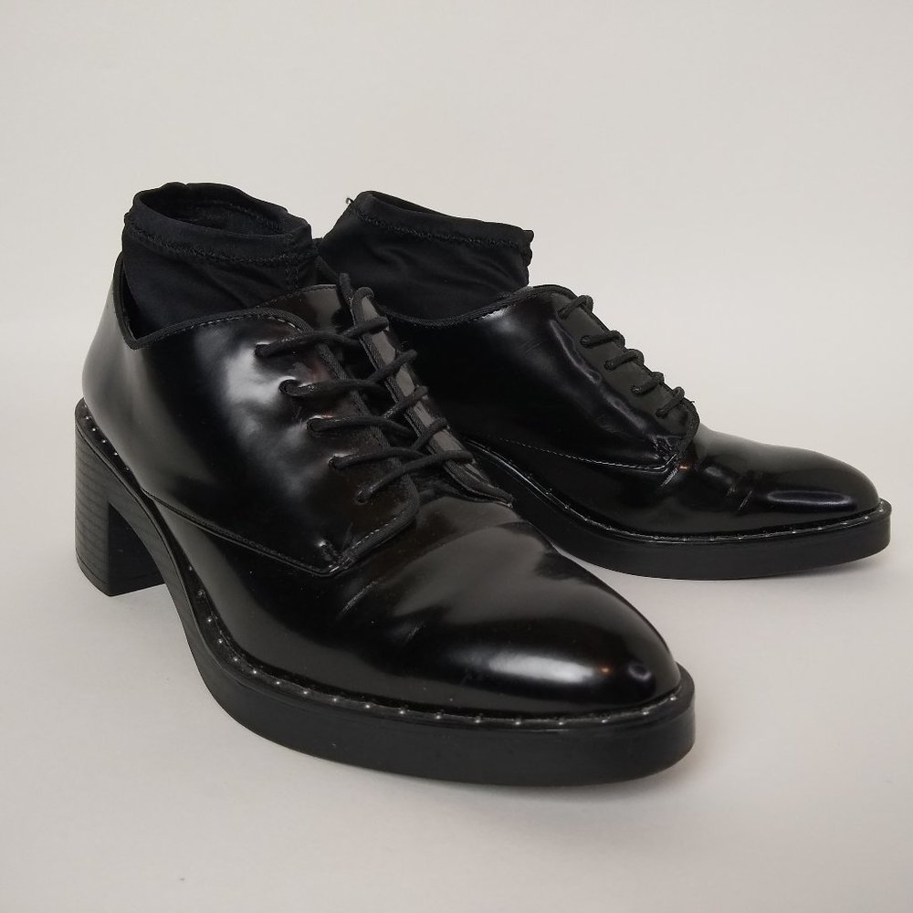 ZARA Trafaluc lace up chuncky heel shoe sz8